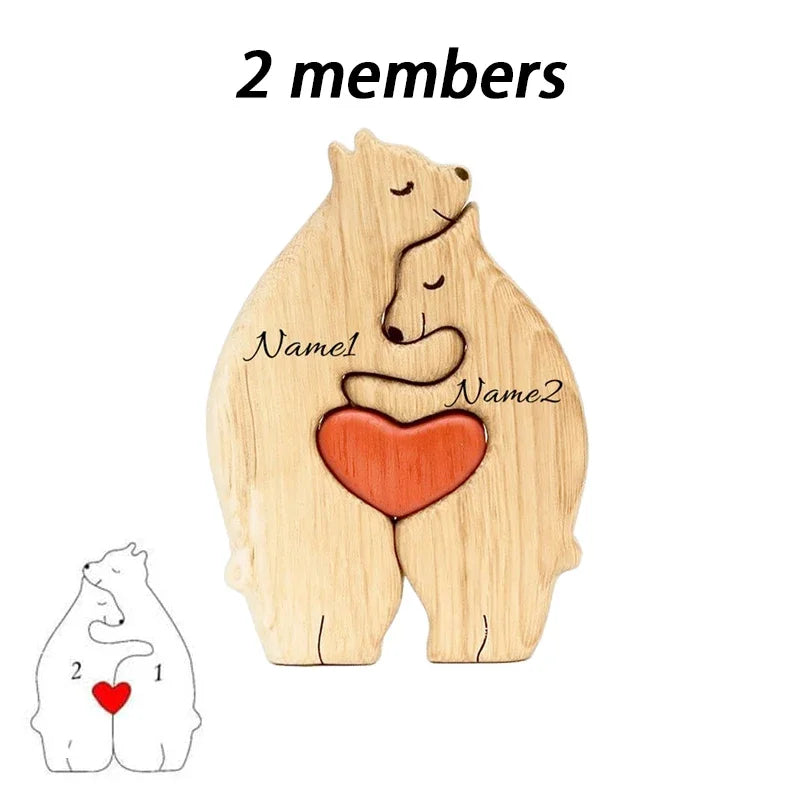 Puzzle en bois – Famille d’ours personnalisée