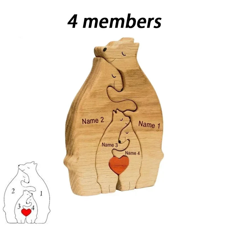Puzzle en bois – Famille d’ours personnalisée