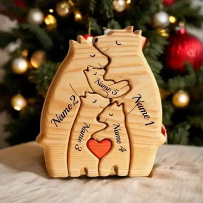 Puzzle en bois – Famille d’ours personnalisée